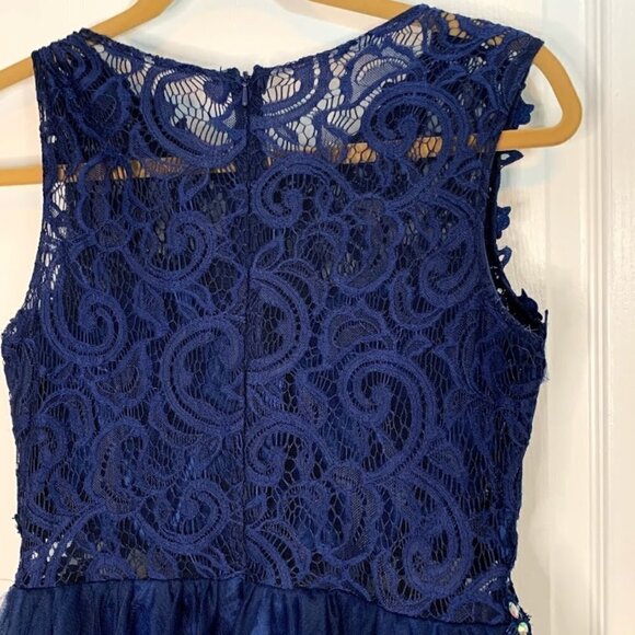 Homecoming Prom Party Beaded Lace Rhinestone Tulle Skater Dress - Picture 13 of 14